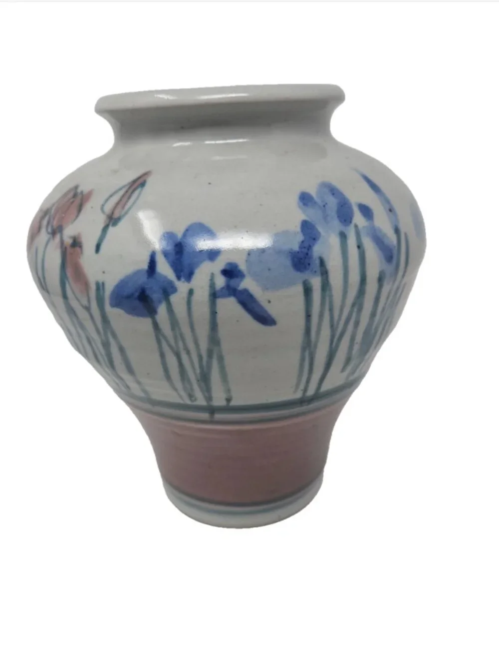 Vintage 1980s MH Mason & Holder Studio Art Pottery Stoneware Vase Iris Texas 9